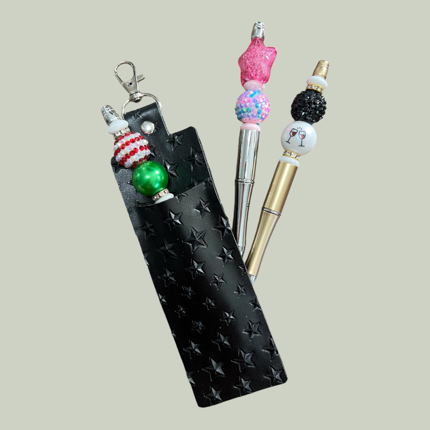 Black Star Studded Clip-On Pen Holder